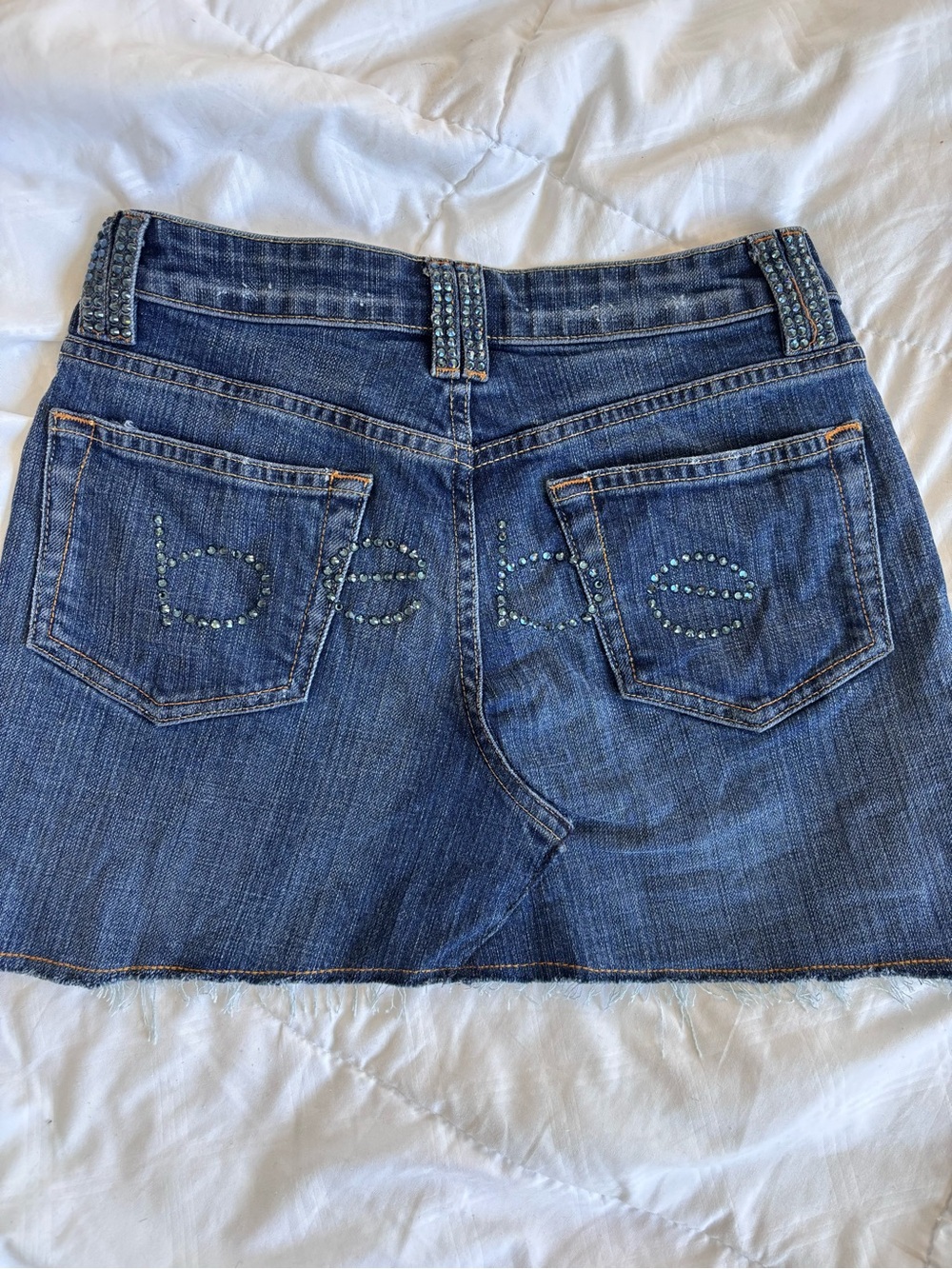 bebe Dark Blue Denim Jeans with Green Logo Embroidery